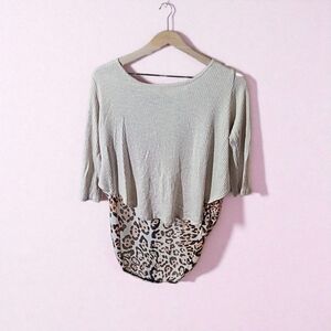 Women's Medium Myth Cream and Leopard Print Top